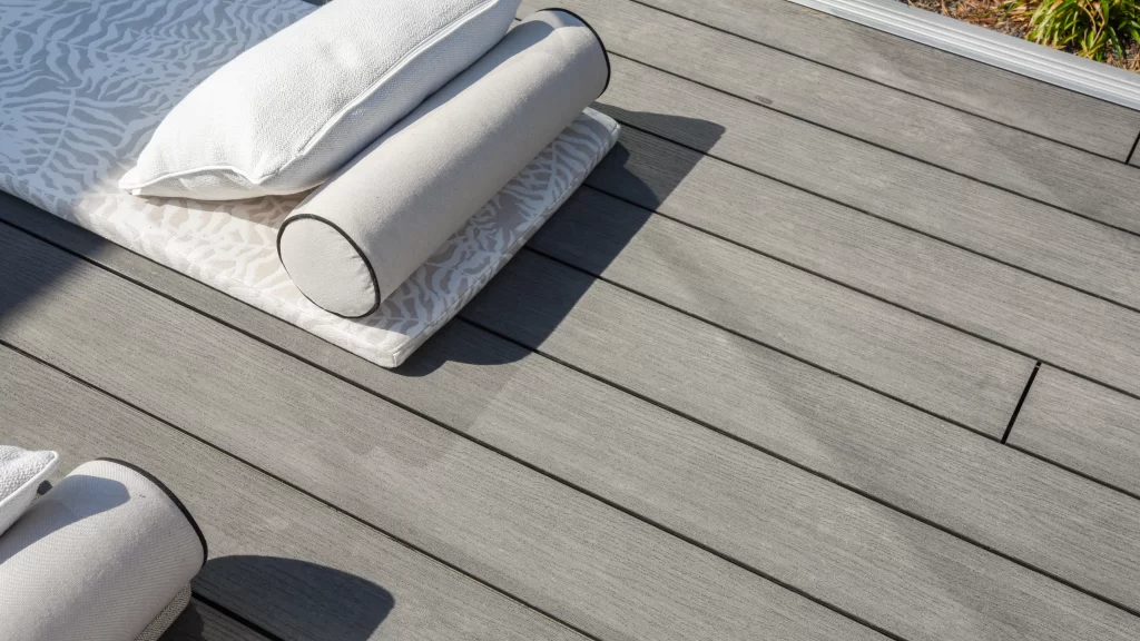 Decking with lounger close-up